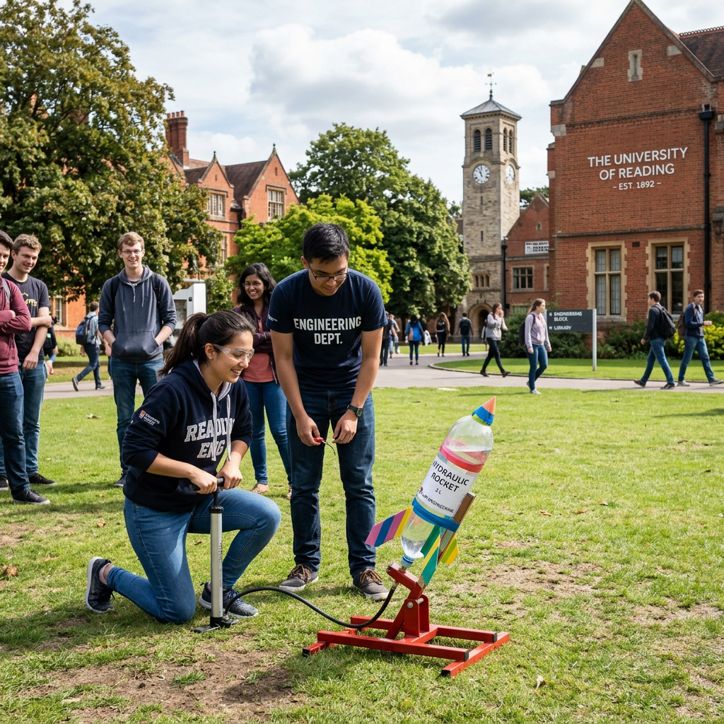 Hydraulic bottle rocket on university campus